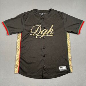 DGK Baseball Jersey Mens Medium Black Camo Dirty Ghetto Kids‎ Skater Y2K